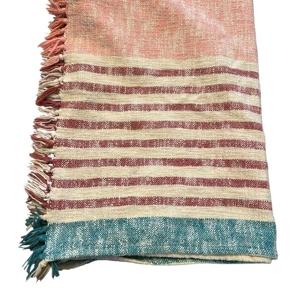 Roller Rabbit Throw Blanket 48" x 68" Woven Tasseled Beach Couch Sofa Striped - Picture 5 of 11